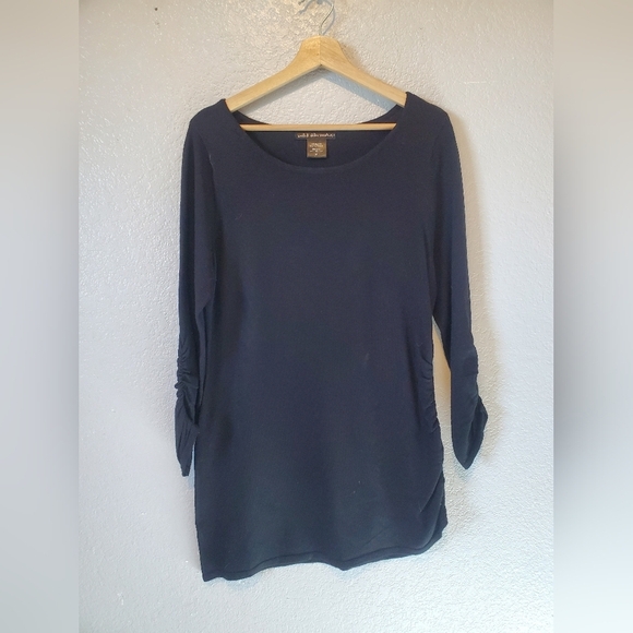 💚5/$25 United States Sweaters Black Runched Zipper Detailed Long Knit Sweater - Picture 2 of 6